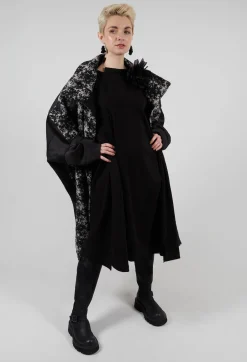Dual Fabric Oversized Coat in Black