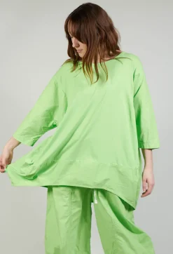 Dual Fabric Relaxed Fit T Shirt in Lime