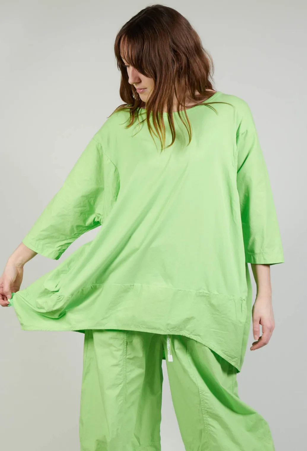 Dual Fabric Relaxed Fit T Shirt in Lime
