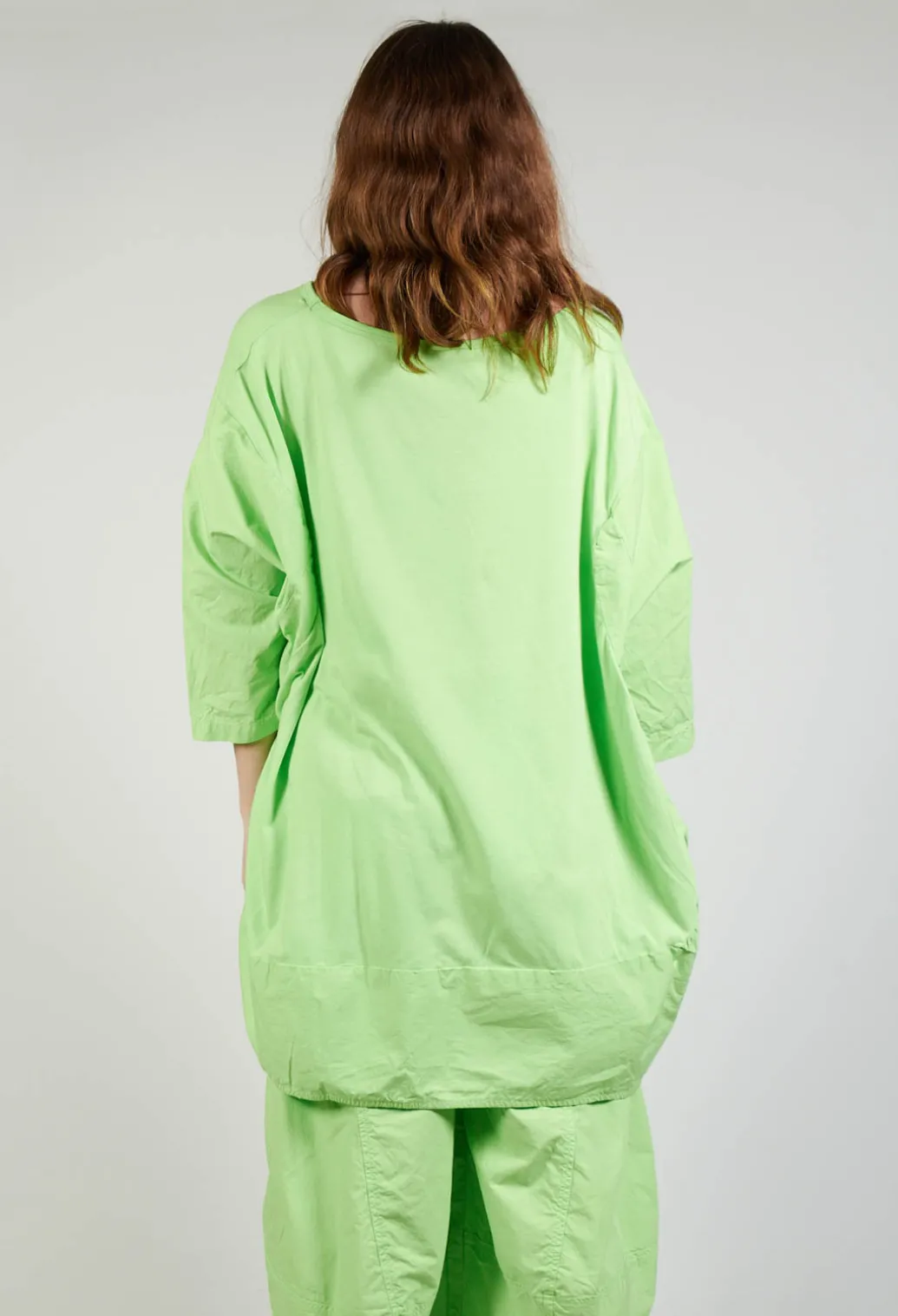 Dual Fabric Relaxed Fit T Shirt in Lime
