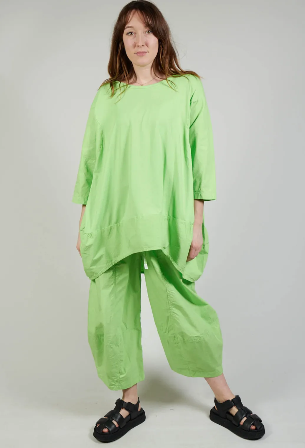 Dual Fabric Relaxed Fit T Shirt in Lime