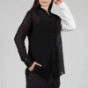 Dual Fabric Shirt in Black and White