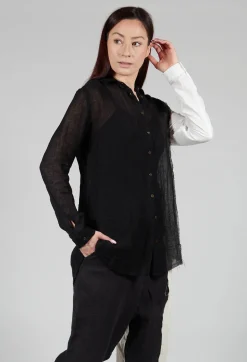Dual Fabric Shirt in Black and White