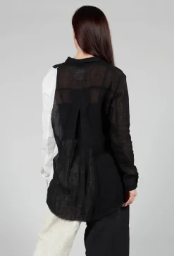 Dual Fabric Shirt in Black and White