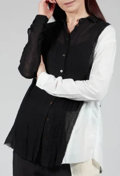 Dual Fabric Shirt in Black and White