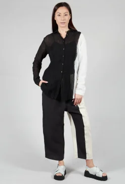 Dual Fabric Shirt in Black and White