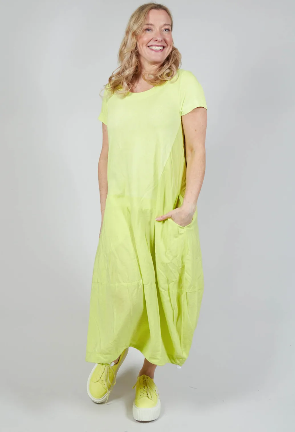 Dual Fabric T Shirt Dress in Sun Print
