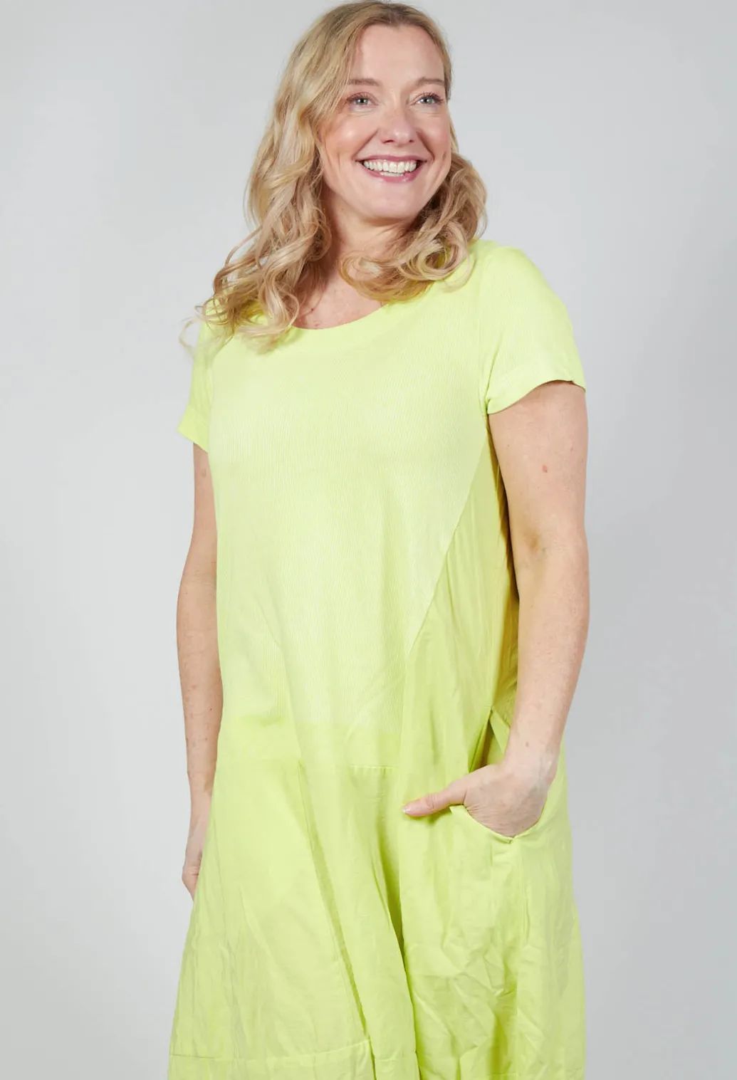 Dual Fabric T Shirt Dress in Sun Print