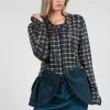 Dual Fabric Zip Through Jacket in Ink Check