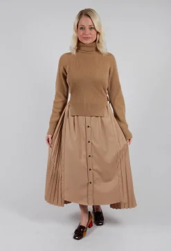 Dual Jumper Shirt Dress in Camel