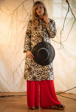 Duchesse Dust Coat in Botanic Zebra Print