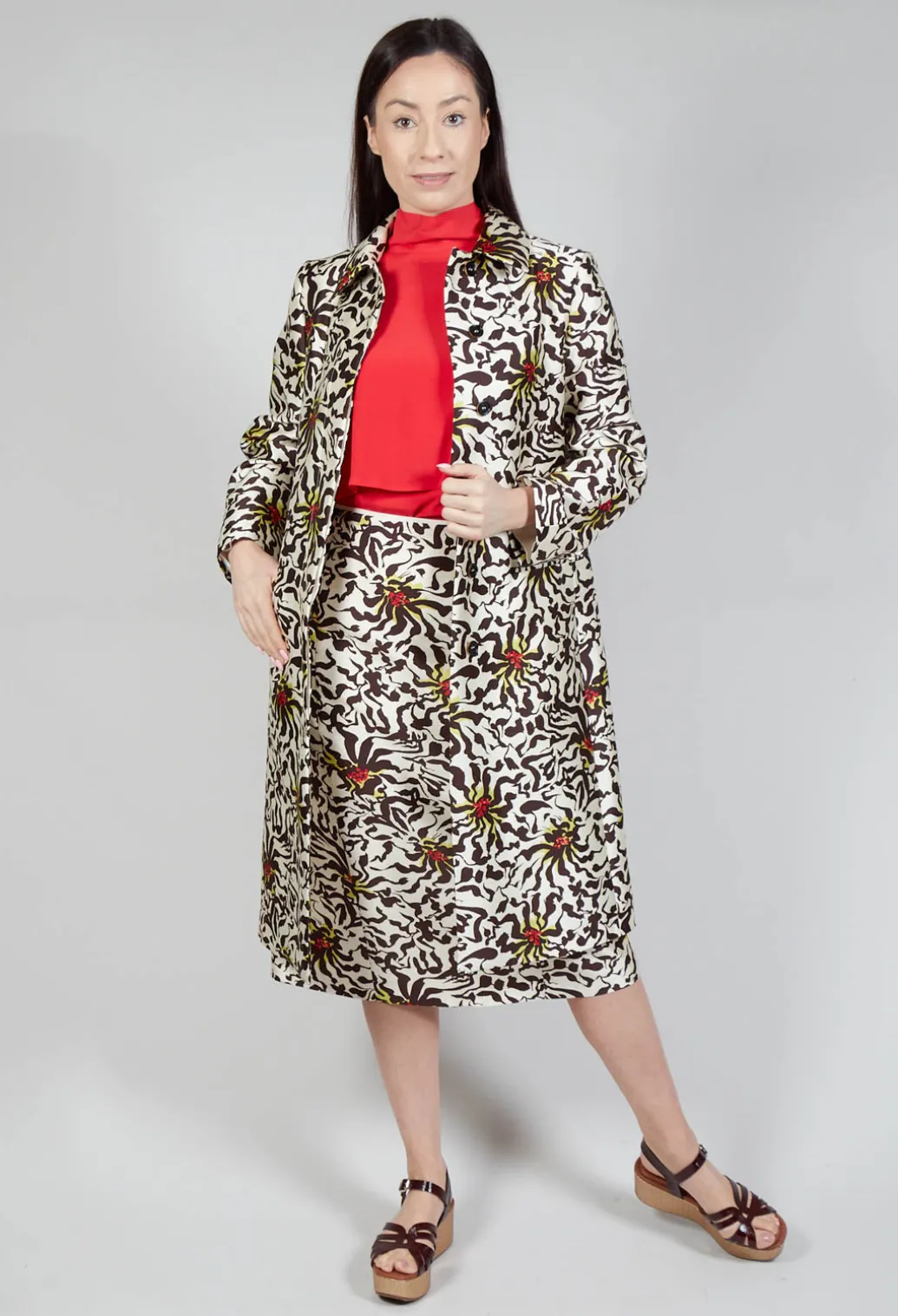 Duchesse Dust Coat in Botanic Zebra Print