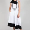 ELAN1 Dress in White with Black