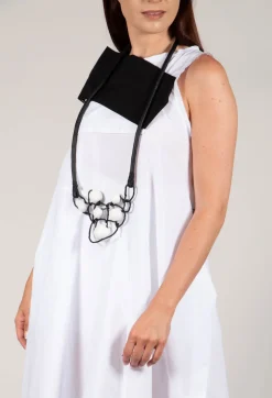 ELAN1 Dress in White with Black