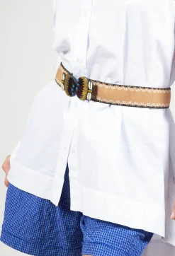 Elasticated Belt with Contrast Detail and Clasp Buckle