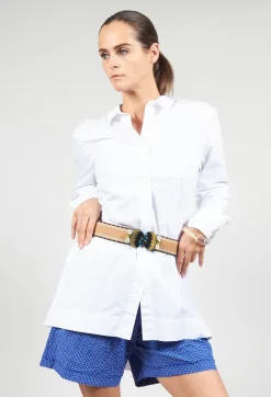 Elasticated Belt with Contrast Detail and Clasp Buckle
