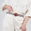Elasticated Natural Woven Belt with Multicolour Buckle