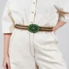 Elasticated Natural Woven Belt with Large Feature Buckle