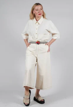 Elasticated Natural Woven Belt with Multicolour Buckle