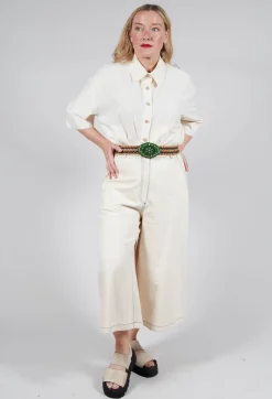 Elasticated Natural Woven Belt with Large Feature Buckle