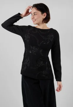Embellished Fitted Top in Black