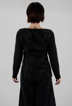 Embellished Fitted Top in Black