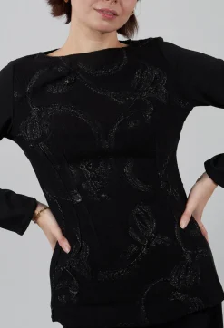 Embellished Fitted Top in Black