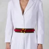 Embellished Ribbon Belt in Gross Olive/Red