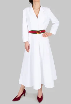 Embellished Ribbon Belt in Gross Olive/Red