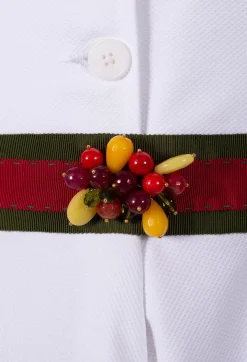 Embellished Ribbon Belt in Gross Olive/Red