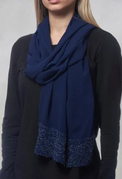 Embroidered Scarf in Sapphire