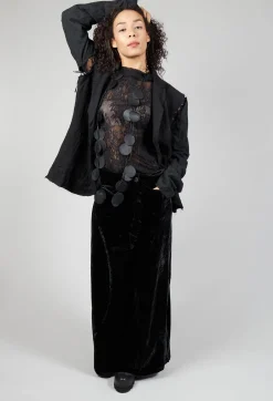 Embroidered Tie Shoulder Blazer in Black