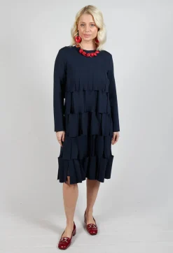 Empire Line Jersey Dress with Cut Out Feature in Blue Nights