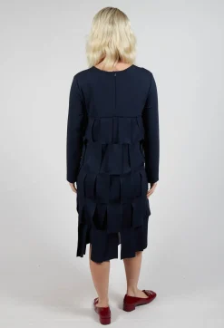 Empire Line Jersey Dress with Cut Out Feature in Blue Nights