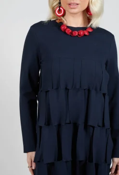 Empire Line Jersey Dress with Cut Out Feature in Blue Nights