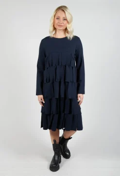 Empire Line Jersey Dress with Cut Out Feature in Blue Nights