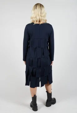 Empire Line Jersey Dress with Cut Out Feature in Blue Nights