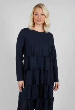 Empire Line Jersey Dress with Cut Out Feature in Blue Nights