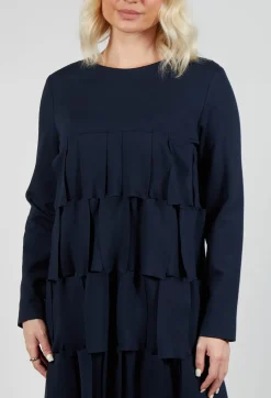 Empire Line Jersey Dress with Cut Out Feature in Blue Nights