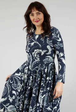 Enthusiasm Dress in Navy Print