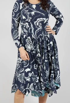 Enthusiasm Dress in Navy Print
