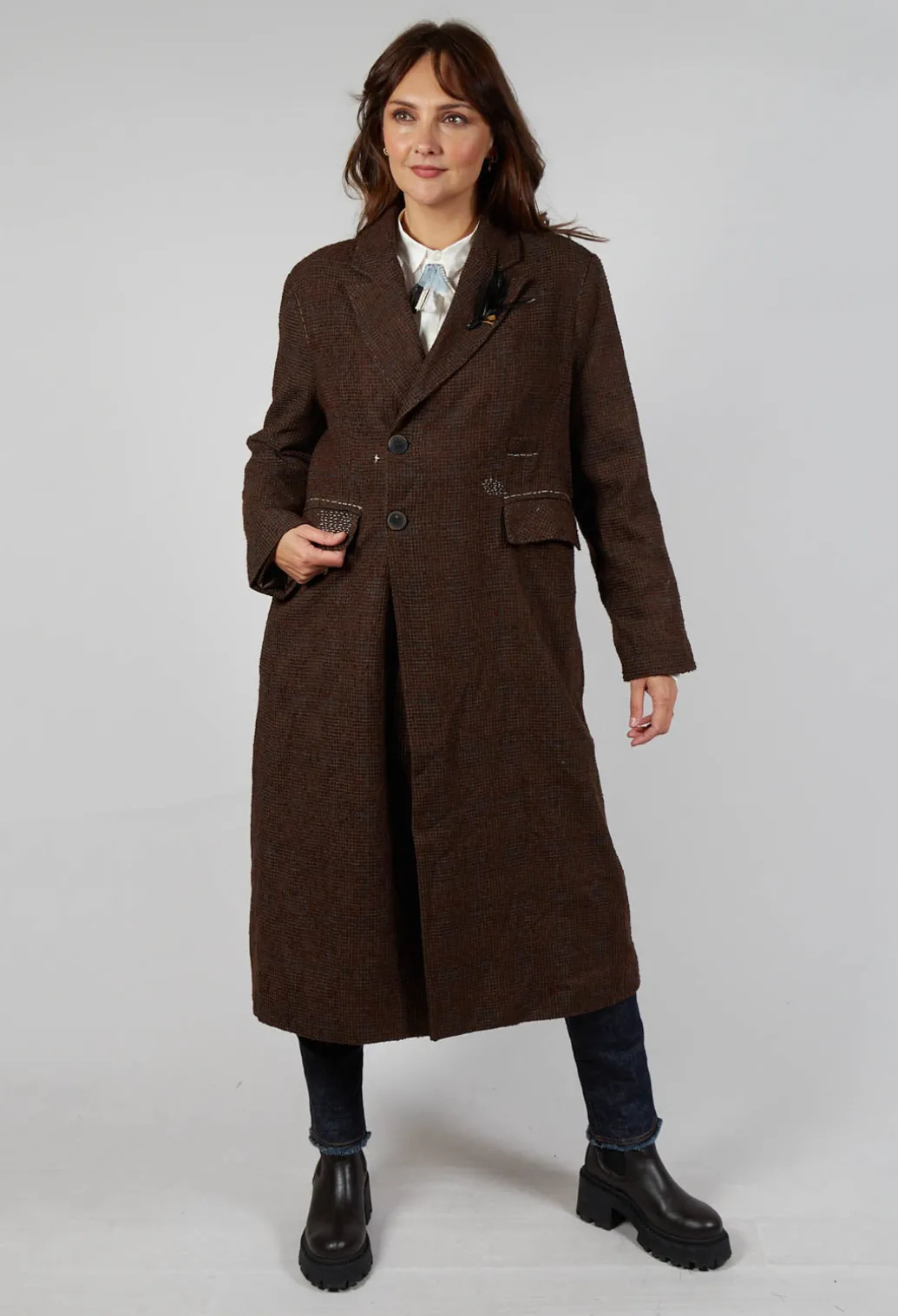 Evening Coat in Original Brown Minature Check