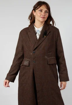 Evening Coat in Original Brown Minature Check