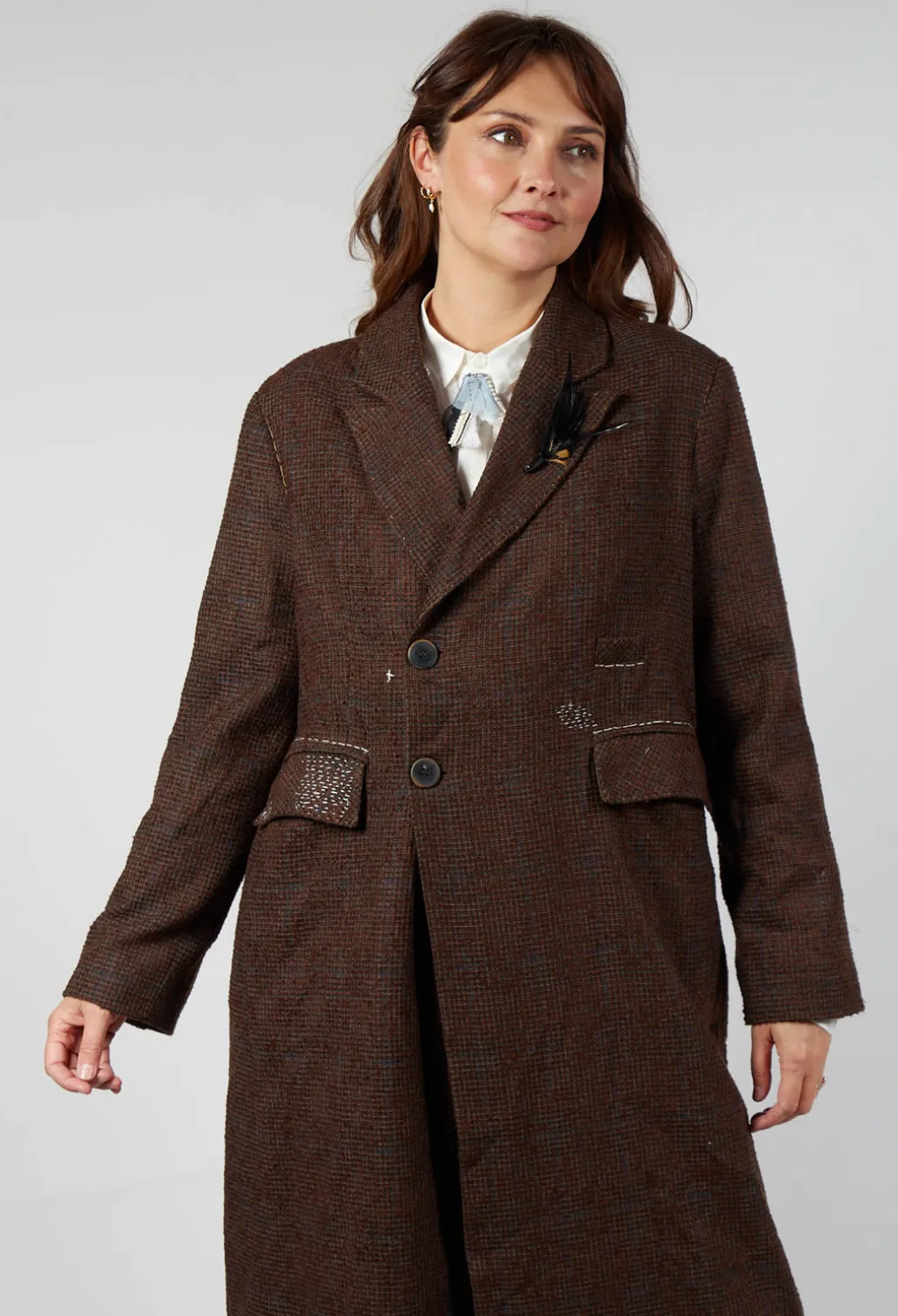 Evening Coat in Original Brown Minature Check