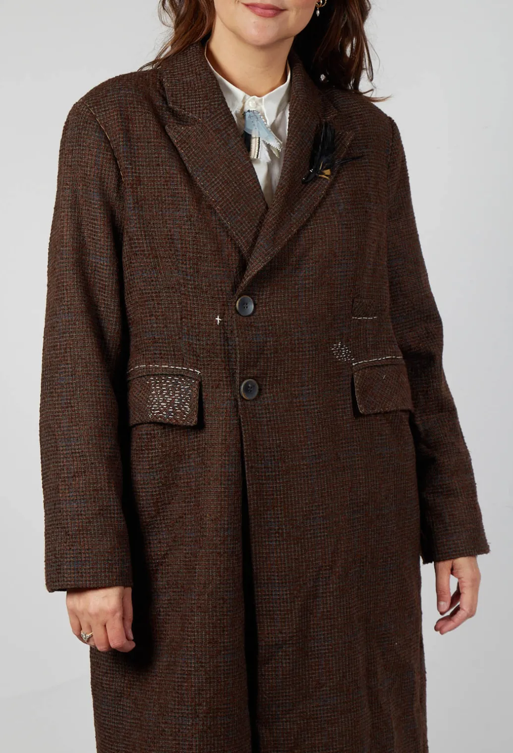 Evening Coat in Original Brown Minature Check