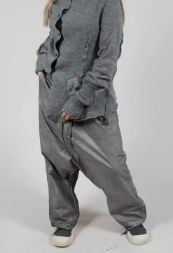 Extreme Drop Crotch Trousers with Pull Toggle Waist in Pencil Cloud