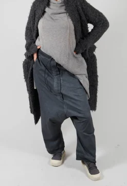 Extreme Drop Crotch Trousers with Pull Toggle Waist in Coal Cloud