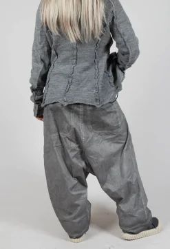 Extreme Drop Crotch Trousers with Pull Toggle Waist in Pencil Cloud