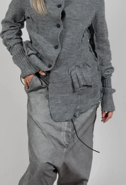 Extreme Drop Crotch Trousers with Pull Toggle Waist in Pencil Cloud