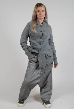 Extreme Drop Crotch Trousers with Pull Toggle Waist in Pencil Cloud
